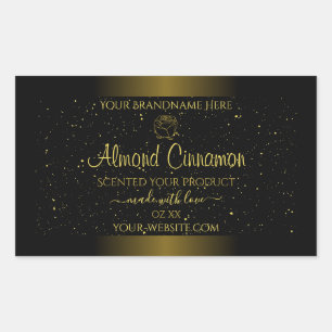 Black Gold Product Labels Glitter Sprinkles Floral