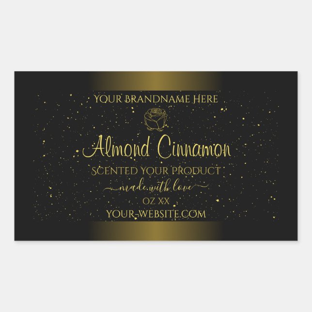 Black Gold Product Labels Glitter Sprinkles Floral (Front)