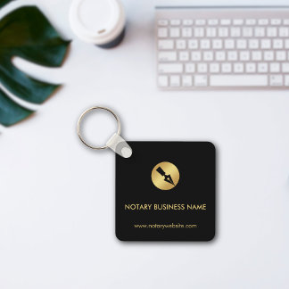 Black & Gold Promotional Notary Logo Business Keychain
