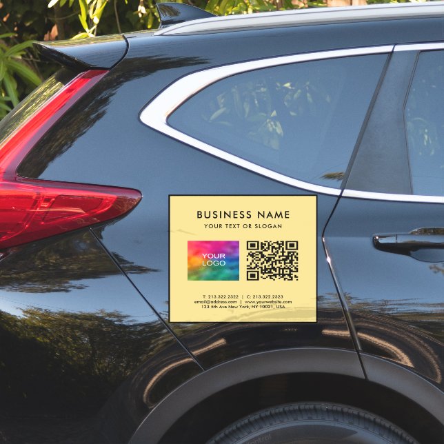 Black & Gold QR Code Logo Text XL Extra Large (Car Side)
