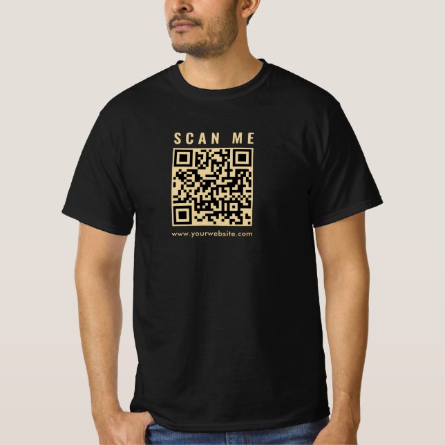 Black Gold QR Code Mens Double Sided Design Print T-Shirt (Front)