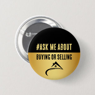 Black & Gold Real Estate 2 Inch Round Button