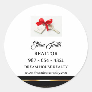 Black & Gold Real Estate Marketing Introduction Classic Round Sticker