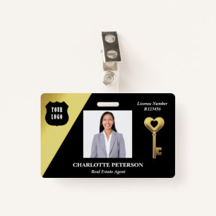 Black & Gold Real Estate Realtor Name Badge