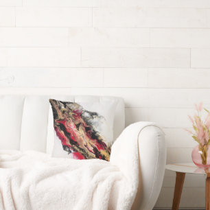 Black Gold Red Abstract Pillow
