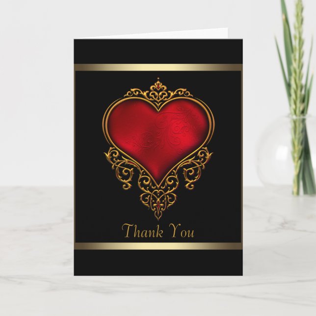 Black Gold Red Heart Merci Cartes (Devant)