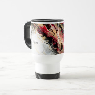 Black Gold Red Negative Space Abstract Personalize Travel Mug