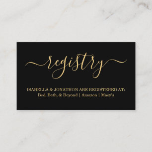 Black & Gold Registry Insert  Invitation Enclosure