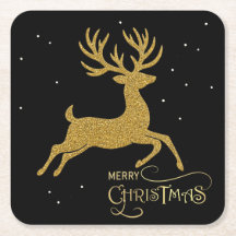 Black & Gold Reindeer Coaster