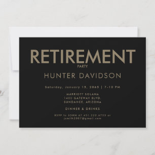 Black & Gold Retirement Party  Invitation