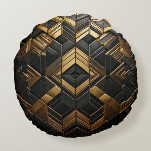 Black Gold Retro Kussen Round Pillow