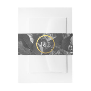 Black Gold Ring Bouquet Wedding Invitation Belly Band