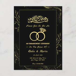 Black Gold Ring Islamic Muslim Engagement Postcard