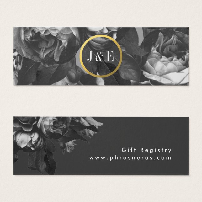Black Gold Rose Bouquet Gift Registry Card (Front & Back)
