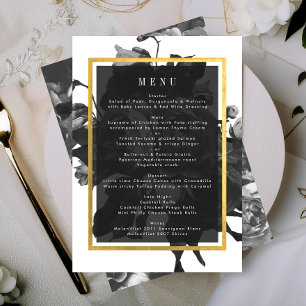 Black Gold Rose Bouquet Wedding Menu