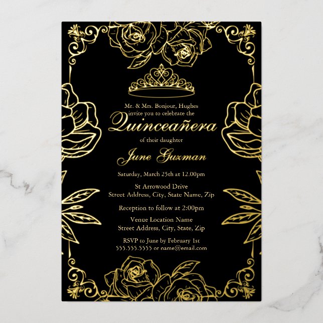 Black Gold Rose Garden Quinceanera (Front)