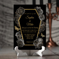 Black & Gold Roses Coffin Gothic Elegant Wedding 