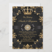 Black Gold Royal Crown Elegant Wedding