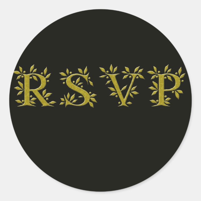 BLACK GOLD RSVP CLASSIC ROUND STICKER (Front)