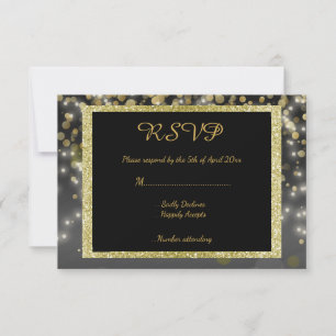Black Gold  rsvp response card wedding