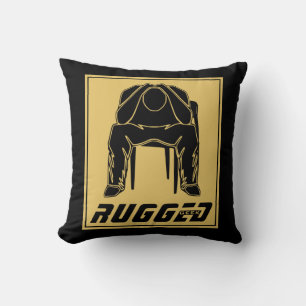 black gold Rugged Man Holding Head Thinking Man Throw Pillow