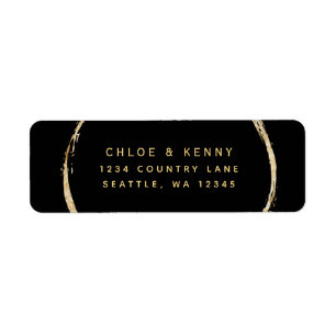 Black & Gold Rustic Circulaire Frame Adresse de re
