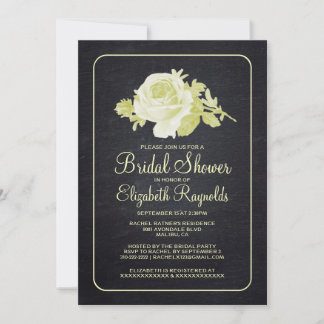 Black Gold Rustic Floral Bridal Shower Invitations