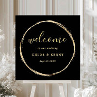 Black & Gold Rustic Gold Circle Wedding Welcome