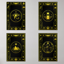 Black Gold Sacred Egyptian Symbols Wall Art Set