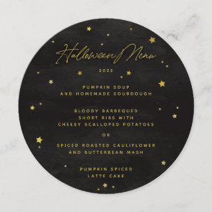 Black/Gold Scattered Stars Square/Round Halloween Menu