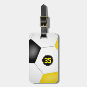 black gold school club team colours soccer bag luggage tag