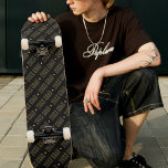 Black & Gold School Graduation Year Pattern Skateboard<br><div class="desc">Black and gold graduation year skateboard for a senior.  Personalize it by adding your graduation year.  Suitable for both high school and college grads.</div>