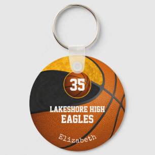 black gold school team spirit girls' basketball keychain