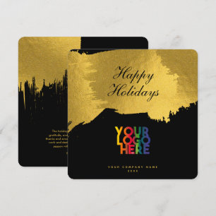 Black Gold Script Business Logo Christmas Card