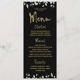 Black & Gold Script Calligraphy Classic Wedding Menu