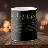 Black Gold Script His And Hers Photo Wedding Vows