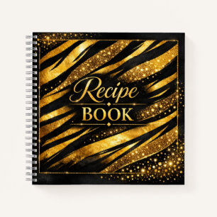 Black Gold Script Modern Elegant Luxe Recipe Book