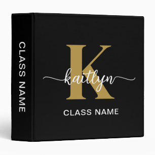 Black Gold Script Monogram Binder