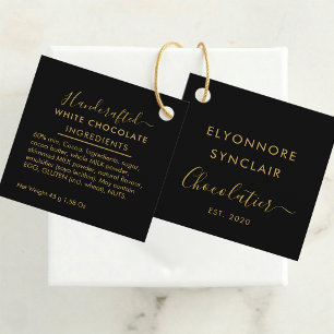 Black Gold Script White Chocolate Ingredients Favour Tags
