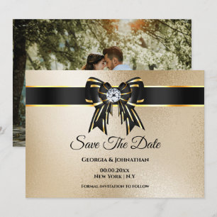 Black gold shimmer DIY photo elegant chic luxury Save The Date