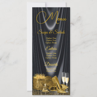 Black Gold Shoe Woman Birthday Menu Program