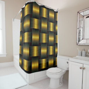 Black Gold Shower Curtain Golden Lattice