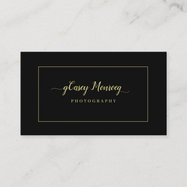Black Gold Signature Script Business Card (Front)
