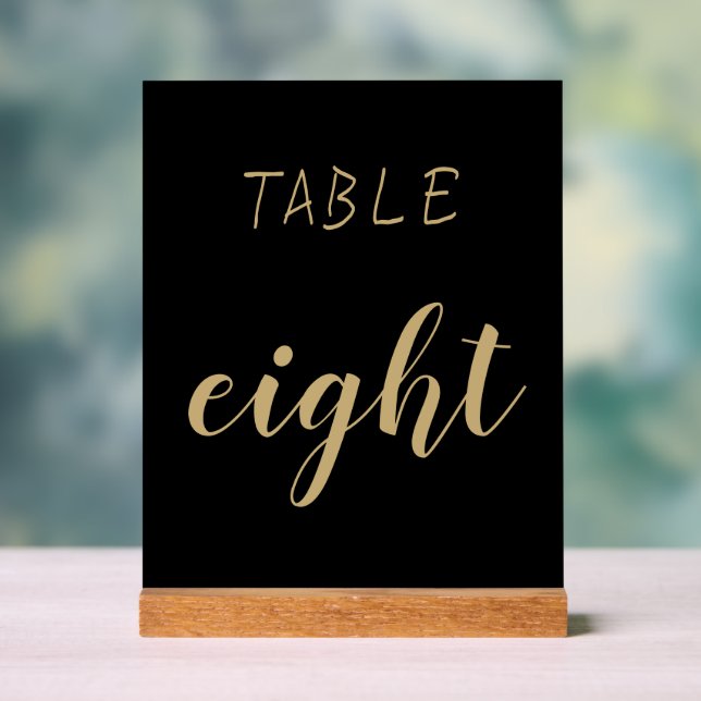 Black Gold Simple Modern Cute Numéro de table (Neutre)