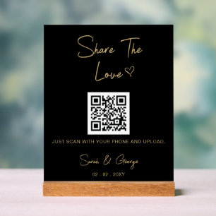 Black Gold Simple Modern QR Code Partage de photos