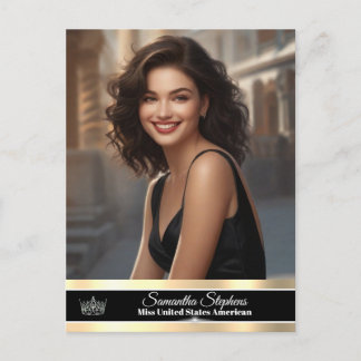 Black & Gold Single-Sided Pageant Promo Postcard