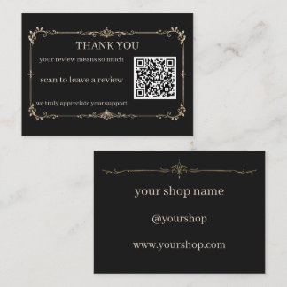Black Gold Small Business Thank You Review QR Enclosure Card