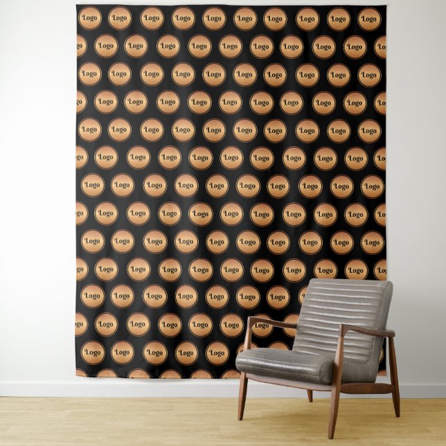 Black & Gold Small Logo Step and Repeat Classic Tapestry (In Situ)