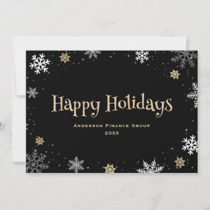Black Gold Snowflake Corporate Business Holiday Card