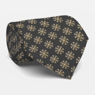 Black & Gold Snowflake Elegant Winter Holiday Tie
